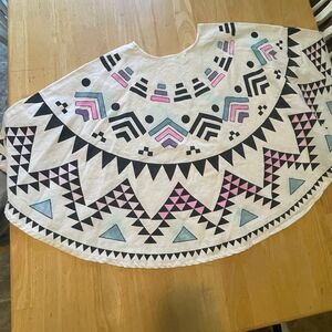 Vintage Boho Knit Circle Shawl | Cozy Wrap Cape | 70s Hippie Festival Style